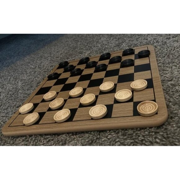 New Reversible Wooden Board for Chess, Checkers & Tic-Tac-Toe - 24 Interlocking - Picture 1 of 2